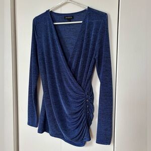 ✨ Jessica Navy Draped Wrap Top – Size Small ✨